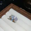 Anillo Abierto de Encaje Redondo de Circonita, Anillo de Lujo Ligero de Nicho, Anillo Elegante Estilo Corte Vintage para Dedo Índice de Mujer