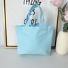 Bolso de Mano de Lona de Color Sólido para Mujer, Simple y Portátil para el Trabajo, Bolsa para Lonchera, Bolsa de Almacenamiento de Gran Capacidad