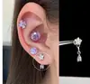 Colección de Pendientes de Hueso del Oído Morado de Ensueño Pendientes de Zirconia Pendientes Planos Espirales de Titanio Médico para el Hélice Pendientes de Hueso del Oído Morados
