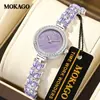 Pulseira Mokago de Liga Nova Relógio Colorido Cauda de Peixe Madrepérola Feminino À Prova D'água Diamante Luxo Leve Relógio de Quartzo
