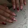 Comércio Exterior 3D Alta Qualidade Florido Marrom-Avermelhado com Bolinhas Estilo Francês Europeu Clareamento Unhas Usáveis 24 Peças Produto Acabado Atacado