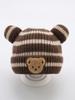 Gorro de bebé de invierno para bebé niño, gorro de lana con rayas de oso súper lindo, gorro de punto para otoño e invierno para recién nacidos.