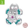 Nova pulseira de prata esterlina S925 com contas de homem biscoito de gengibre, contas soltas para DIY, presente de Natal, uma geração de cabelo