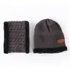 Gorro de Lana Tejido Estilo Coreano para Otoño e Invierno para Hombres y Mujeres, Gorro Cálido de Forro Polar para Jalar, Gorro de Moda con Bufanda, Juego Completo de Gorros para Exteriores