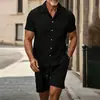 2026 Verano Transfronterizo Amazon 3D Nuevo Estilo Americano Conjunto de Manga Corta y Shorts para Hombre con Cuello Campana