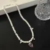 Colar de Manga com Cristais de Zircônia e Contas Doce Feminino Design Francês Joias de Luxo Leve Nicho Brincos de Alta Qualidade Corrente para Clavícula