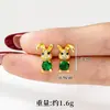 Pendientes Plegables de Conejo Estilo Lujo Ligero Transfronterizos para Mujer, Pendientes de Conejo con Zirconia Incrustada de Oro de Arena Vietnamita, Joyería de Diseño y Larga Duración