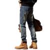 Jeans Masculino Azul Cinza Estilo Americano Retrô Tendência Marca Verão Solto Reto Slim Fit Bonito Calça Masculina
