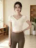 Camiseta deportiva para mujer manga corta yoga pilates fitness secado rápido transpirable estilo puro deseo corte ajustado para correr