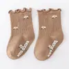 Calcetines para bebé para otoño e invierno, calcetines antideslizantes para el suelo para niños, algodón sin costuras clase A, calcetines para bebé con volantes para primavera y otoño, estilo fresco