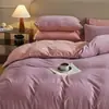 Conjunto de quatro peças em fleece de bebê grau A, lençol de baixo de leite espesso de inverno, cor sólida, capa de edredom de flanela quente, conjunto de cama