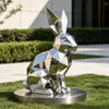 Escultura geométrica de conejo de acero inoxidable, pieza decorativa para parques, esculturas urbanas, áreas escénicas y jardines; personalizable