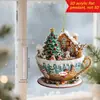 Llavero Colgante Plano Acrílico Navideño Transfronterizo Papá Noel Muñeco de Nieve Caja de Regalo Llavero de Regalo Festivo