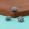 Nuevas Cuentas de Plata de Ley S925 Plata Tailandesa Retro Corazón Hueco Viejo Forma de Platillo Volador Cuentas Planas Pulsera DIY Accesorios de Plata