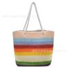 Bolsa Tote Nova Cor Risca Comércio Exterior Bolsa de Ombro Fresca Artística Bolsa de Ombro de Palha com Corda de Cânhamo Cor Doce