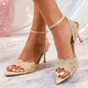 Sandalias de Malla con Encaje y Punta Fina Transpirables de Tacón Alto 2026 Verano Nuevas Talla Grande Stiletto Estilo Europeo y Americano Sandalias de Una Sola Correa para Mujer