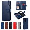 Para iPhone11 funda de cuero para teléfono móvil Samsung S20 plus color sólido patrón de cuero tarjetero apertura izquierda y derecha multifunción