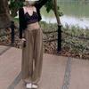 Pantalones Irregulares con Costuras Bordadas de Estilo Americano Vintage para Mujer Verano Delgados con Cordón Anchos Pantalones de Moda para Pareja