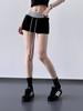 Shorts Casuales de Contraste Negro Gris para Mujer Ropa de Exterior de Verano Diseño de Costura Ajustados Microelásticos Pantalones Estilo Spice Girl