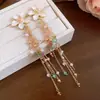 Sombras de Flores Brillan con Oro~Aretes de Borla de Flor con Goteo de Aceite, Pendientes de Diseño de Nicho Exquisitos Vintage de Alta Gama para Mujeres al por Mayor