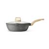 Olla con Revestimiento de Piedra Maifan y Fondo Compuesto, Sartén Antiadherente, Sartén para Estufa Eléctrica, Wok Multifuncional, Olla Duradera para Cocinar, Cocina de Inducción