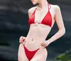 Bikini de dos piezas escindido estilo 2026, de tiro bajo, sexy, color liso, traje de baño de dos piezas, comercio transfronterizo, traje de baño multicolor para mujer