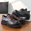 Zapatos Derby de suela gruesa con brogue tallado estilo británico, zapatos de trabajo de cuero vintage desgastado, zapatos casuales que aumentan la altura, zapatos retro para hombre