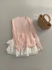 Cárdigan de Modal Tencel Seda Primavera y Verano Ligero Estilo Coreano Algodón Amigable con la Piel Lana Tejido Superior de Manga Larga Abotonado para Mujer