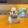 Baimao Original Estilo Antiguo Pesca Lindo Panda Figura de Resina Juguete Divertido Muñeca Decoración de Escritorio de Coche