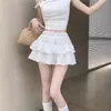 Falda Blanca Estilo Ballet Falda Mujer Verano Dulce Adelgazante Cintura Alta Falda Tutú Anti-reflejos Línea A Corta