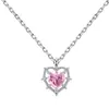 Venta Caliente Transfronteriza Juego de Corazón con Diamante Rosa de Plata de Ley S925 para Mujer, Incrustado con Circonita en Forma de Corazón, Diseño Hueco Simple y Moderno Tres