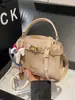 Bolso Bandolera para Mujer, Nuevo Bolso de Mano Transfronterizo de Lino, Bolso Cuadrado Pequeño con Acabado de Alta Gama, Estilo Coreano, Bolso Bandolera de Nicho y Versátil