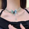 Collar de Borla de Mariposa de Lentejuelas Anchas Trendy Cool Spice Girl para Mujer Diseño de Nicho de Lujo Ligero Estilo Frío Ins Cadena para Clavícula