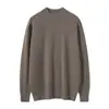 Suéter de Cachemira Clásico de Color Sólido con Cuello Semi Alto para Hombre, Talla Grande, Tejido Base de Cachemira