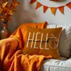 Funda de almohada retro americana con hojas de otoño cálidas y letras en inglés, funda de almohada decorativa de Halloween, funda de almohada suave para decoración del hogar