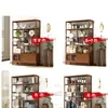 Nuevo estante de exhibición simple estilo chino, de pared, de pie, gabinete de té multifuncional, vitrina de bambú no de madera maciza