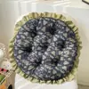 Cojín para Silla de Ratán Pequeño Floral Retro Coreano Algodón y Lino Encaje Cojín Redondo para Asiento de Silla Tatami Cojín Grueso tipo Futón
