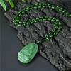 Pingente de vidro verde escuro oito guardiões colar de Buda do zodíaco homens e mulheres casal suéter corrente atacado