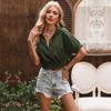 Camiseta de manga corta ajustada verde Lel de verano para mujer, nueva camiseta europea y americana de comercio exterior transfronterizo de Amazon Independent Station
