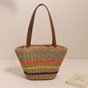 Bolso de Paja a Rayas de Colores de un Solo Hombro Estilo Francés 2026 Nuevo Bolso Tejido de Gran Capacidad para Mujeres Estilo Vacaciones en la Playa Bolso de Playa