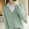 Comercio Exterior Transfronterizo Primavera Otoño Holgado Talla Grande Cuello en V Ropa Exterior Manga Larga Suéter Cárdigan Tejido Mujer Color Sólido Top Mujer Delgado