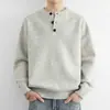 Suéter Masculino Outono e Inverno Novo Estilo Gola Henry, Tricô Casual e Estiloso Estilo Preguiçoso, Jaqueta de Tricô Camada Base Casual