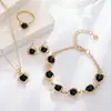 Han Feng Joyería Elegante para Mujer Mariposa Rosa con Goteo de Aceite Creativo Estilo Chanel Collar Pulsera Pendientes Anillo Juego de Cuatro Piezas
