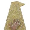 Vestido de novia de malla con cuentas y bordado en tubo, tela de encaje con lentejuelas y tul bordado, encaje con cuentas