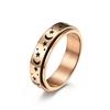 Anillo Luminoso Giratorio de Acero de Titanio Estrella Luna de Amazon Descompresión Alivio Ansiedad Anillo de Acero Inoxidable para Hombres y Mujeres