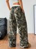 Pantalones casuales de moda transfronteriza 2025 para mujer, diseño estampado con estampado de ramas, holgados, largos y combinables.