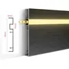 Rodapé Luminoso em Liga de Alumínio com Luzes de Sensor LED de 8cm, Rodapé Espessado Embutido de Metal Oculto Invisível