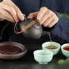Cuerda para tetera, cuerda para tapa de tetera, cuerda tejida a mano anticaída para tapa de tetera, cuerda anticaída para tapa de vaso de agua de vidrio, cuerda para tapa de tetera de arcilla púrpura