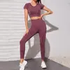 Conjunto de ropa de yoga con chaleco profesional de verano, sujetador con tirantes europeos y americanos, conjunto de ropa de yoga de manga corta, ropa de yoga transfronteriza para mujer