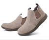 Sapatos de segurança para soldador tipo slip-on em couro bovino camurçado com biqueira de aço e palmilha de Kevlar
